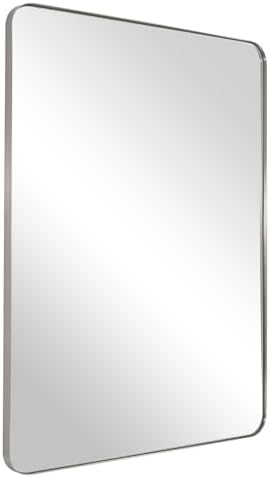 ANDY STAR Modern Wall Mirror 24x36x1 Brushed Nickel Frame
