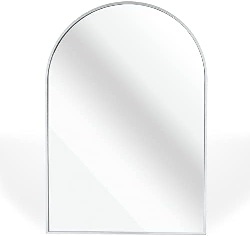 AYJOIR 24 x 36 Arch Bathroom Mirror with Silver Metal Frame