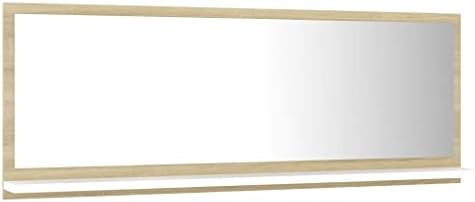 Wall Mounted Vanity Mirror with Light White Sonoma Oak