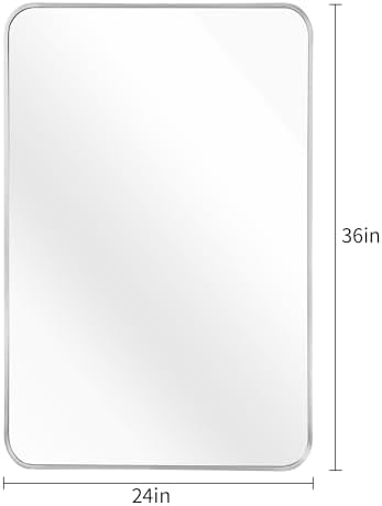 24X36 Metal Framed Bathroom Mirror with Anti-Rust Tempered Glass