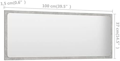 Modern Bathroom Mirror with Concrete Gray Finish 394x146in
