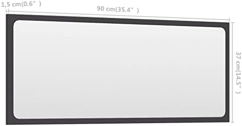 Gray Bathroom Mirror 354 x 146 Wall Mount