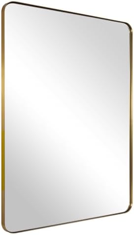 ANDY STAR Gold Bathroom Mirror 24x36 Brushed Brass Frame