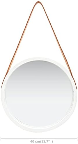 Retro Wall Mirror with Strap - 157 White