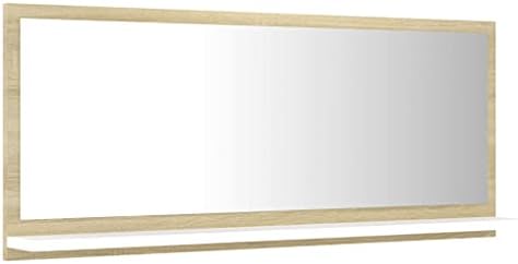 Bathroom Mirror with Shelf White and Sonoma Oak