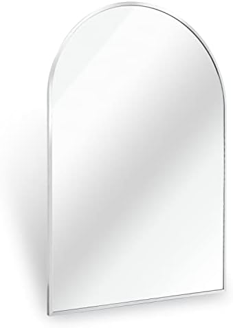 AYJOIR 24 x 36 Arch Bathroom Mirror with Silver Metal Frame