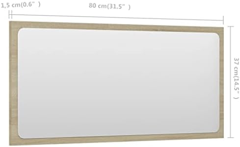 Sonoma Oak Wall Mirror 315x146in Durable Modern Design