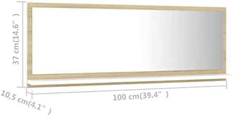 Wall Mounted Vanity Mirror with Light White Sonoma Oak