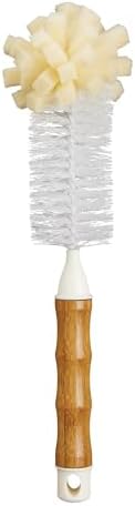 HIC Kitchen Bottle Brush Bamboo Non-Scratch Bristles 2-Pack
