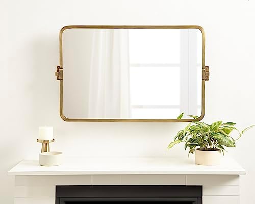 Kate and Laurel Elijah Rectangular Pivot Wall Mirror 38 x 24 Black