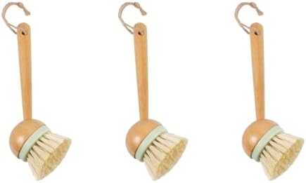 STOBAZA Bamboo Dish Brush 3 Pack Kitchen Cleaning Tools