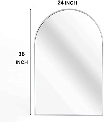 AYJOIR 24 x 36 Arch Bathroom Mirror with Silver Metal Frame