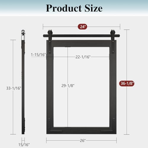 Farmhouse Bathroom Mirror 24x36 Inch Wood Framed Black