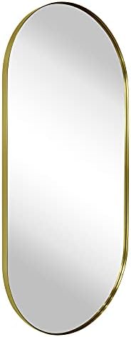 TEHOME Brushed Gold Oval Bathroom Mirror 20x40