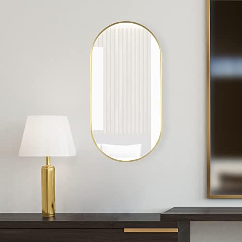Mirrorize Oval Gold Mirror 16 X 32 Wall Mounted