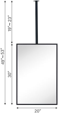 TEHOME Ceiling Mount Mirror 20x30 Black Metal Frame