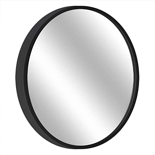 SHERBECK 24 Inch Round Black Mirror for Bathroom and Living Room
