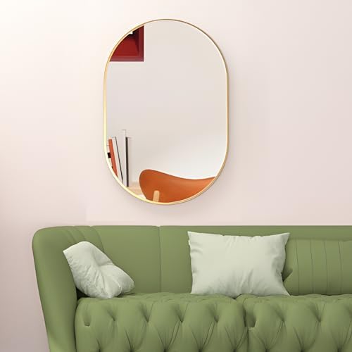 FARUIFETT 20x30 Inch Gold Oval Wall Mirror