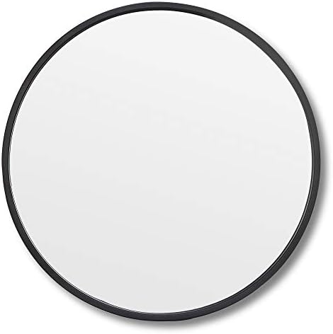 18 Inch Round Wall Mirror with Black Rubber Frame