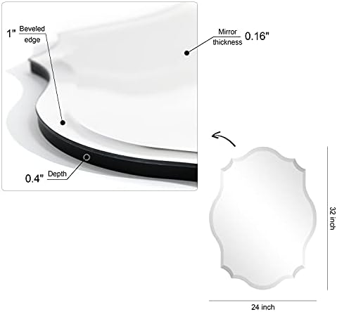 Empire Art Direct Frameless Wall Mirror 24x32 Scalloped Beveled