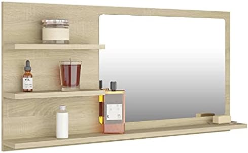 Sonoma Oak Bathroom Mirror with Shelf