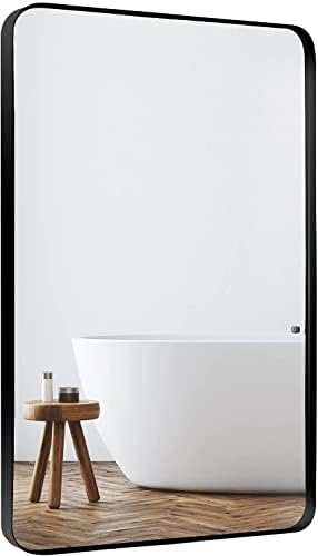 22 x 30 Black Wall Mount Mirror with Metal Frame
