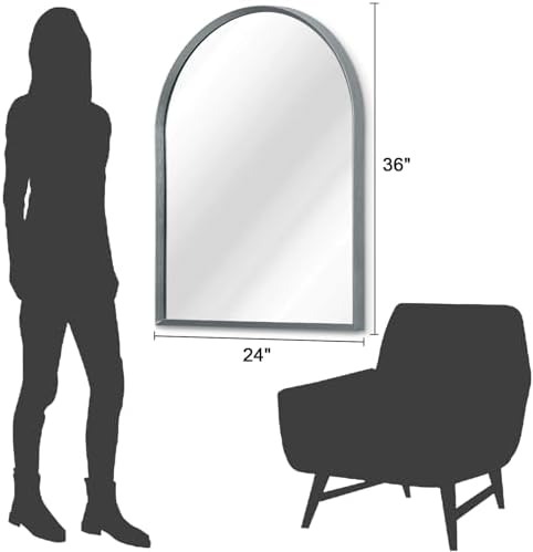 Arch Wall-Mounted Mirror 36x24 Aluminum Frame