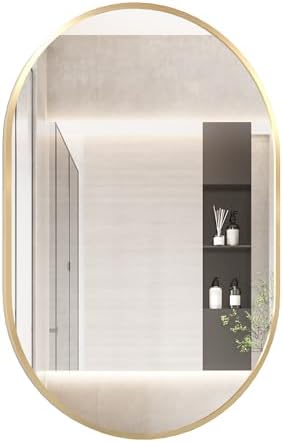 FARUIFETT 20x30 Inch Gold Oval Wall Mirror