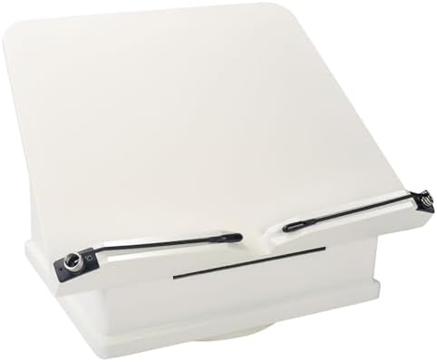 Large Wooden Book Stand with Carousel Base and Storage Box White