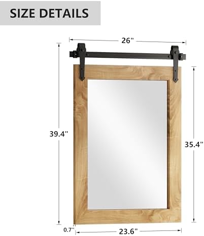 Menscha Farmhouse Mirror 24x35 Rustic Wall Decor