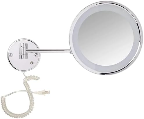 JERDON Lighted Wall Makeup Mirror with 5X Magnification