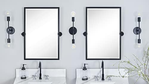 TEHOME 20x30 Pivot Tilting Wall Mirror Black Metal Frame