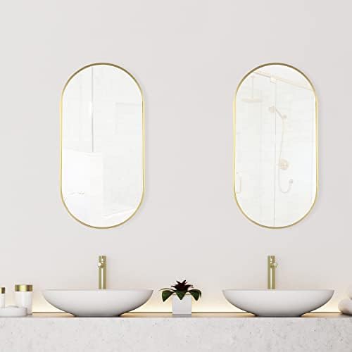 Mirrorize Oval Gold Mirror 16 X 32 Wall Mounted