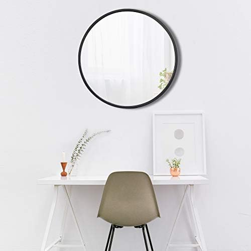 18 Inch Round Wall Mirror with Black Rubber Frame