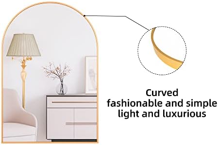 FLYMUHJIA Arched Full-Length Gold Mirror 24x36 Inches