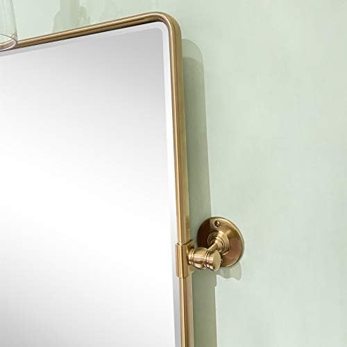 TEHOME 20x24 Inch Farmhouse Gold Metal Frame Pivot Bathroom Mirror