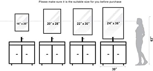 SNUGACE 30 X 36 Black Metal Frame Bathroom Mirror with Silver Backing