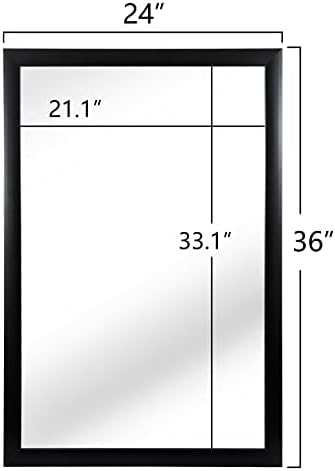 ZenStyle 24x36 Black Metal Framed Bathroom Mirror