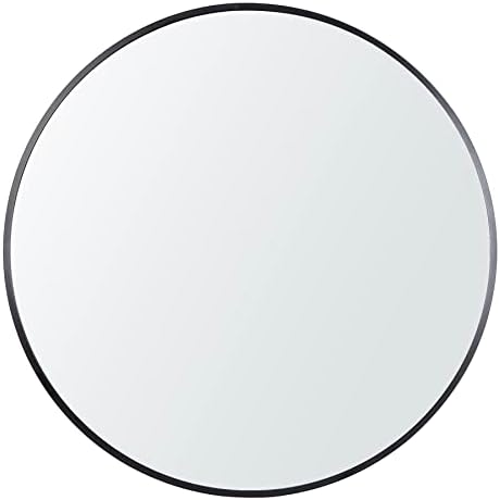 HomGarden 24 Black Round Wall Mirror for Entryway and Bathroom