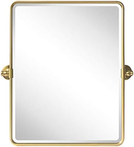 TEHOME 20x24 Inch Farmhouse Gold Metal Frame Pivot Bathroom Mirror