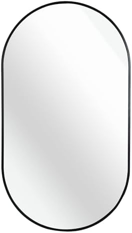20 x 28 Inch Oval Wall Mirror with Black Frame