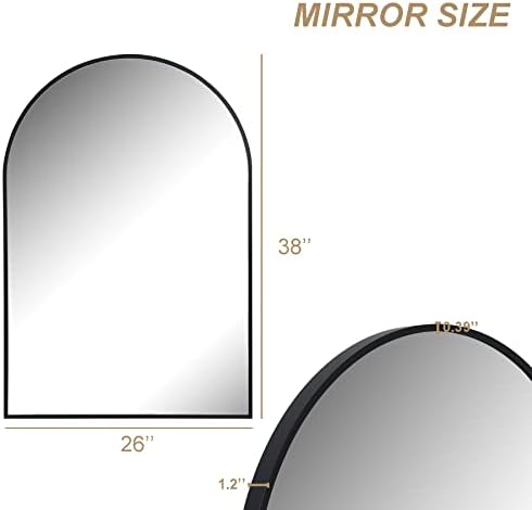 TRAHOME Arched Wall Mirror 38x26 Black Metal Frame