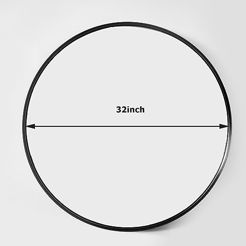 Easly 32 Inch Round Black Bathroom Mirror