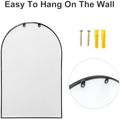 Dewfig Arched Wall Mirror 30x20 Black Iron Frame