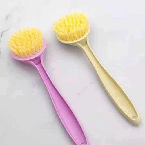 CALOPET Kitchen Cleaning Brush with Bamboo Handle and Built-in Scraper