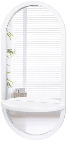 Tanmicoshomy White Oval Mirror with Removable Shelf 1