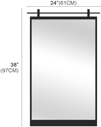 Autdot 38x24 Inch Black Farmhouse Wall Mirror with Metal Frame