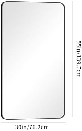 BONEWEI 30x55 Inch Black Rectangle Mirror