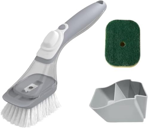 CQT Dish Brush with Soap Dispenser and Holder