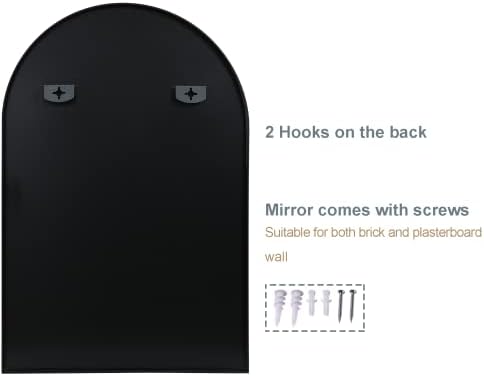 TRAHOME Arched Wall Mirror 38x26 Black Metal Frame